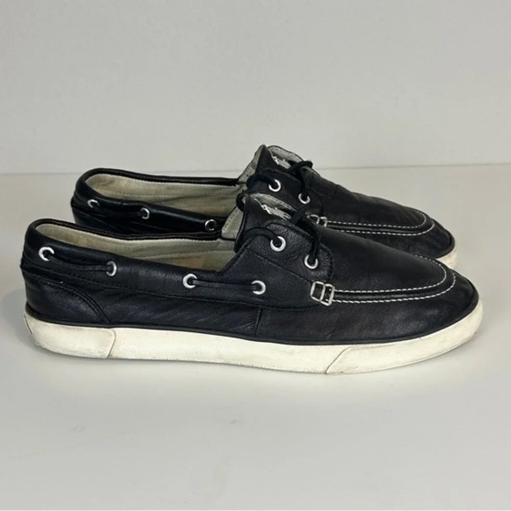 Polo Ralph Lauren Sander Leather Boat Loafers Black 13D
